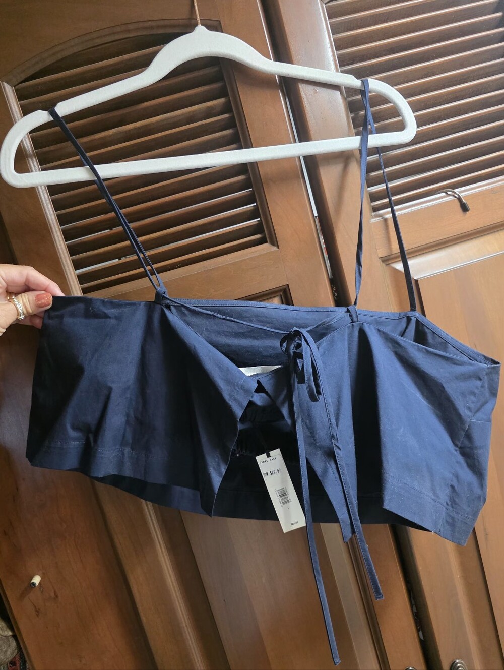 NWT Banana Republic cotton poplin cropped top Navy Blue - Picture 5 of 8